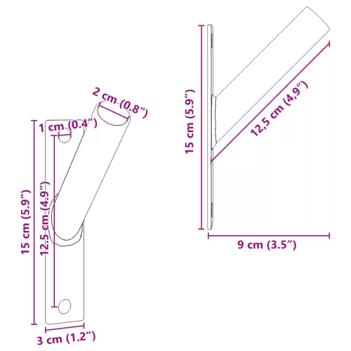  Zászlótartó 1 Zászlóhoz, Falra Rögzíthető, Ezüst Acél