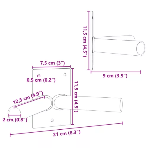  Zászlótartó 2 Zászlóhoz Fali Ezüst Acél