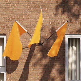  Fali Zászlótartó 3 Zászlónak, Fekete Acélból