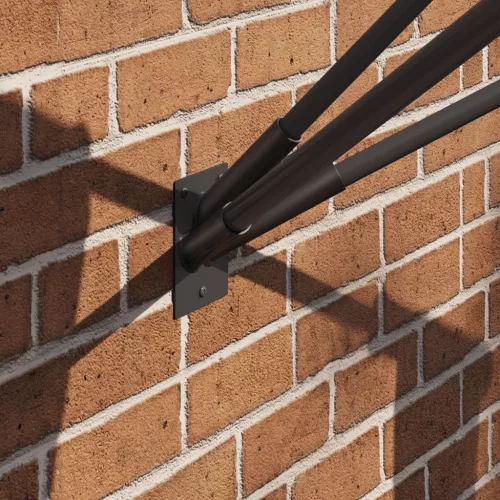  Fali Zászlótartó 3 Zászlónak, Fekete Acélból