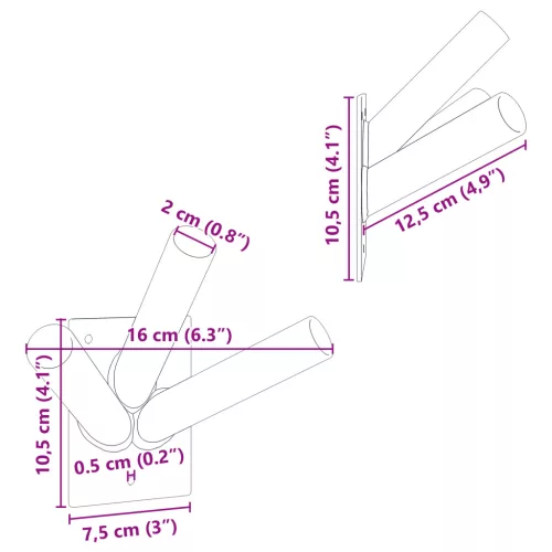  Fali Zászlótartó 3 Zászlónak, Fekete Acélból