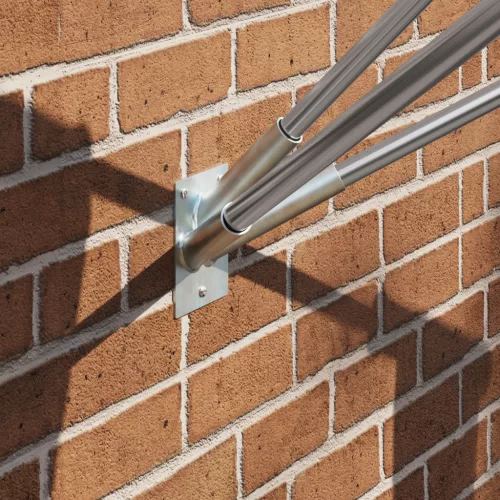  Zászló Tartó 3 Zászlónak Fali Ezüst Acél