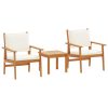  3 darabos kert-bisztró szett párnákkal, tömör akácfából