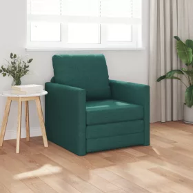    Padlóra fektethető kanapéágy 2 az 1-ben Sötét Zöld 74x77x81 cm Szövet