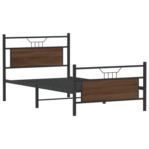  barna tölgy színű szerelt fa ágykeret matrac nélkül 100x200 cm
