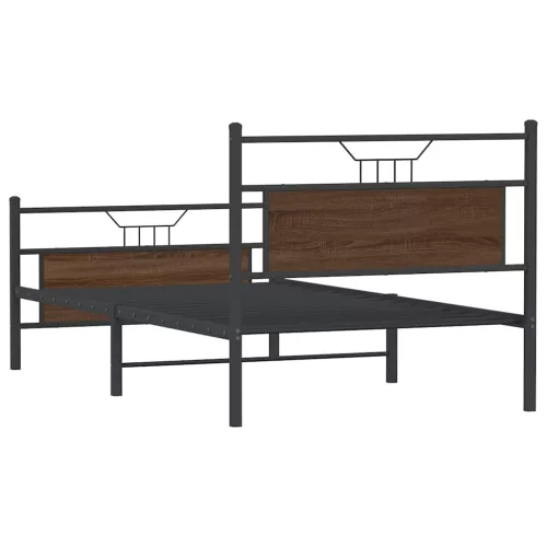 barna tölgy színű szerelt fa ágykeret matrac nélkül 100x200 cm