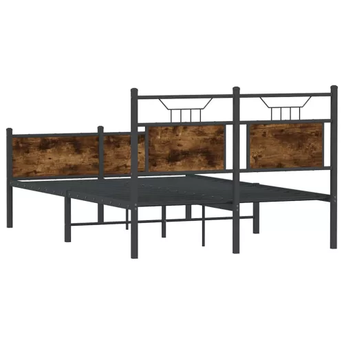  füstös tölgy színű szerelt fa ágykeret matrac nélkül 120x190 cm