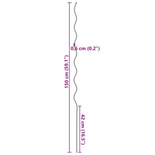  Spirál Növénytámogatók 50 db 150 cm Horganyzott Acél