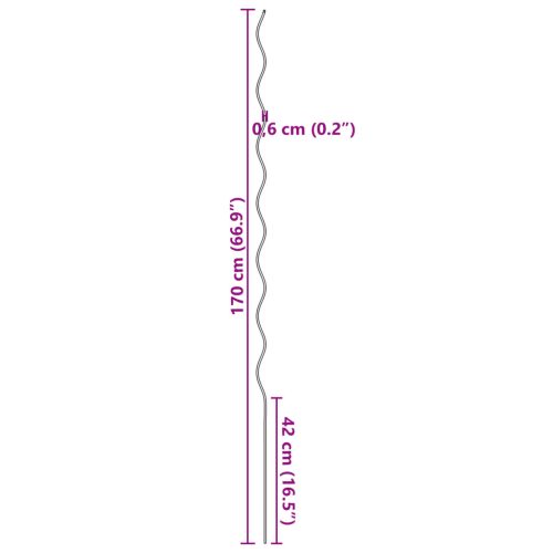  Spirális Növénytámasz 5 db 170 cm Acél