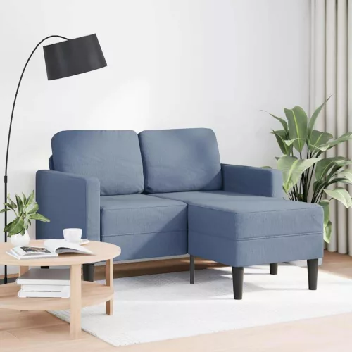  kék vászon 2 üléses kanapé L-alakú kanapéval 125 cm