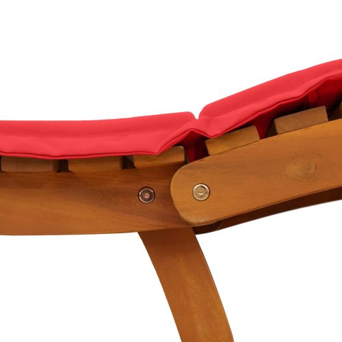  Napozóágy párnákkal 2 db - Piros Tömör Akácfából