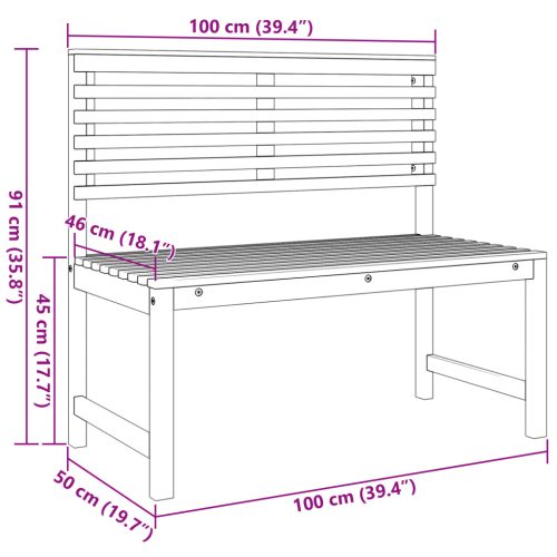  Kerti pad 100x50x91 cm Tömör akácfa