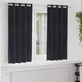    Fekete Átlátszatlan Függönyök Szemgombokkal 2 db Fekete Bélés