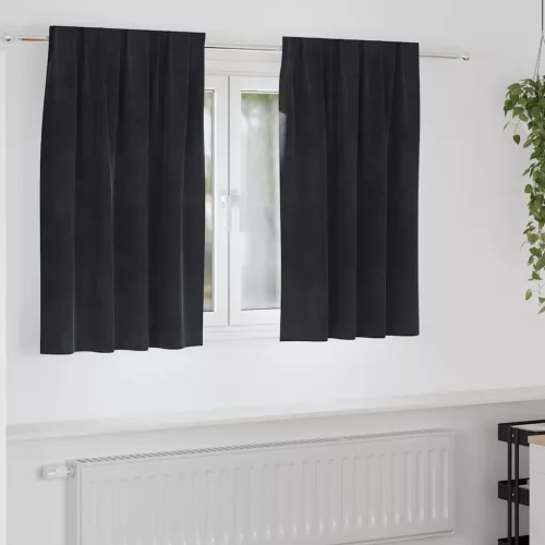  Sötétítő függönyök 2 pcs Fekete 140 x 140 cm Bársony