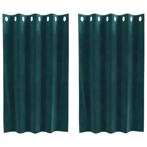  Sötétítő függönyök 2 pcs Sötétzöld 140 x 140 cm Bársony
