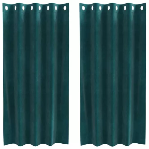  Sötétítő függönyök 2 pcs Sötétzöld 140 x 175 cm Bársony