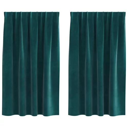  Sötétítő függönyök 2 pcs Sötétzöld 140 x 140 cm Bársony