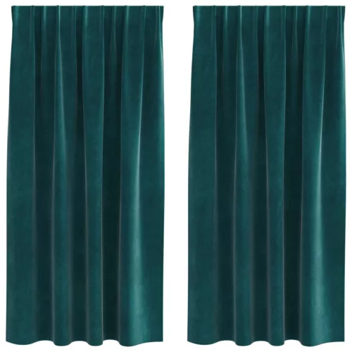  Sötétítő függönyök 2 pcs Sötétzöld 140 x 175 cm Bársony