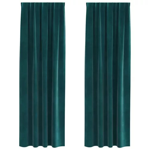  Sötétítő függönyök 2 pcs Sötétzöld 140 x 225 cm Bársony