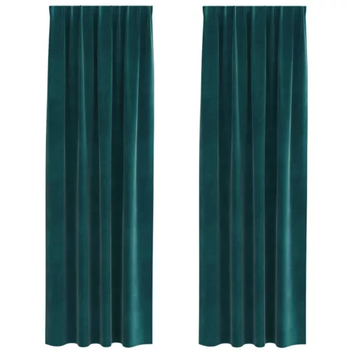  Sötétítő függönyök 2 pcs Sötétzöld 140 x 260 cm Bársony