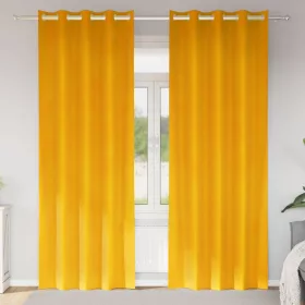    Sötétítő függönyök 2 pcs Mustár sárga 140 x 260 cm Bársony