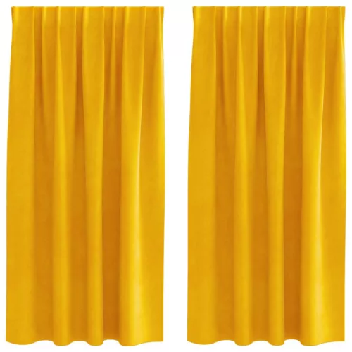  Sötétítő függönyök 2 pcs Mustár sárga 140 x 175 cm Bársony
