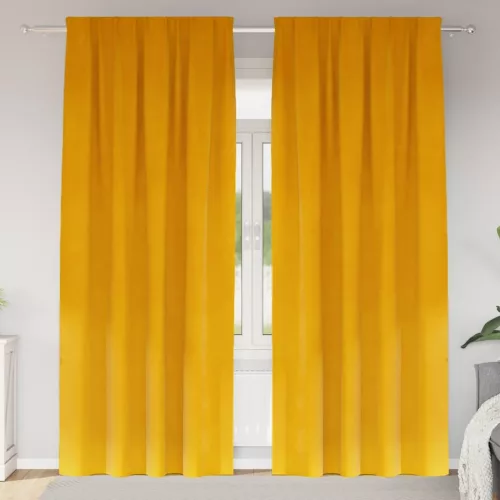  Sötétítő függönyök 2 pcs Mustár sárga 140 x 260 cm Bársony