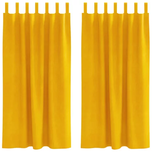  Sötétítő függönyök 2 pcs Mustár sárga 140 x 175 cm Bársony