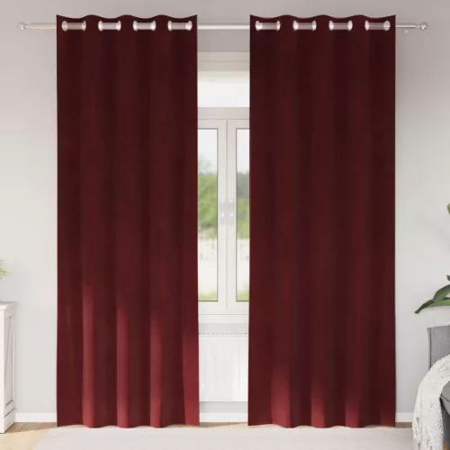  Sötétítő függönyök 2 pcs Bordó 140 x 260 cm Bársony