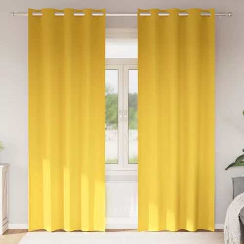  Függönyök 2 pcs mustársárga 260 x 140 cm Poliészter