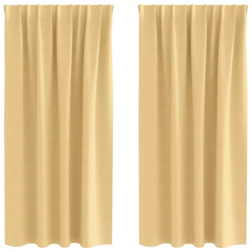  Függönyök függönyökkel 2 pcs Bézs Poliészter