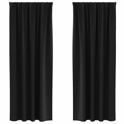  Függönyök függönyökkel 2 pcs Fekete Poliészter