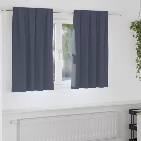    Fekete Függöny Gyűrűkkel 2 pcs Antracit 140 x 140 cm Poliészter