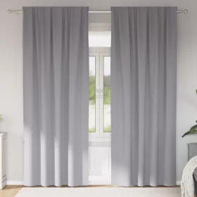  Függönyök 2 pcs Világosszürke 245 x 140 cm Poliészter