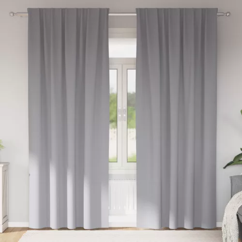  Függönyök 2 pcs Világosszürke 245 x 140 cm Poliészter