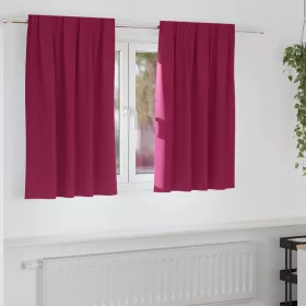    Fekete Függöny Gyűrűkkel 2 pcs Bordó 140 x 140 cm Poliészter