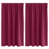  Fekete Függöny Gyűrűkkel 2 pcs Bordó 140 x 140 cm Poliészter
