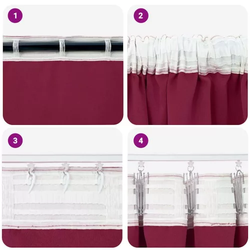  Fekete Függöny Gyűrűkkel 2 pcs Bordó 140 x 140 cm Poliészter