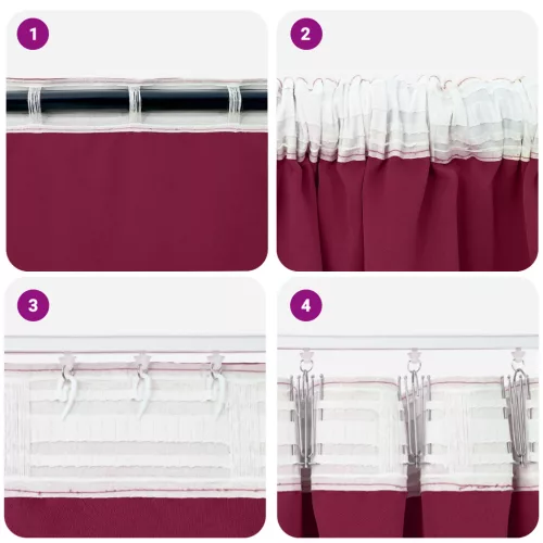  Függönyök függönyökkel 2 pcs Bordó 225 x 140 cm Poliészter