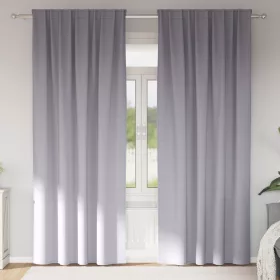    Függönyök függönyökkel 2 pcs Fém szürke 225 x 140 cm Poliészter