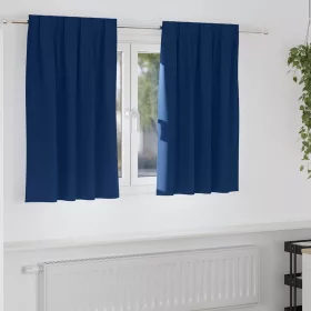    Fekete Függöny Gyűrűkkel 2 pcs Sötét kék 140 x 140 cm