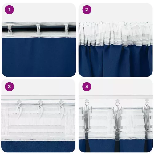  Fekete Függöny Gyűrűkkel 2 pcs Sötét kék 140 x 140 cm
