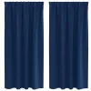  Fekete Függöny Gyűrűkkel 2 pcs Sötét kék 175 x 140 cm