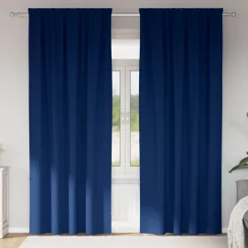    Függönyök függönyökkel 2 pcs Sötétkék 225 x 140 cm Poliészter