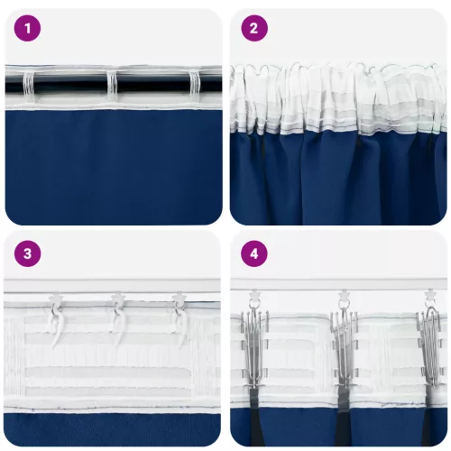  Függönyök függönyökkel 2 pcs Sötétkék 260 x 140 cm Poliészter