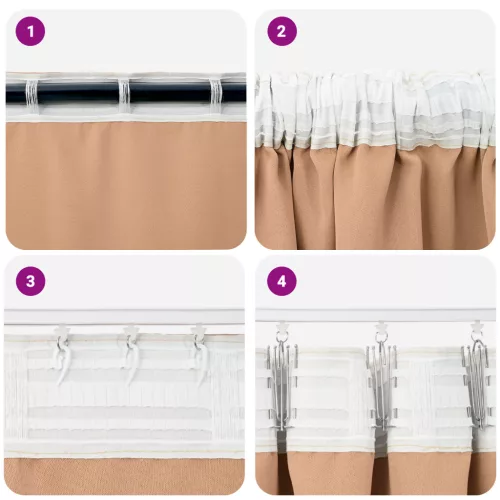  Függönyök 2 pcs Világosbarna 260 x 140 cm Poliészter
