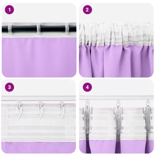  Függönyök függönyökkel 2 pcs Lila 260 x 140 cm Poliészter