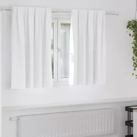    Fekete Függöny Gyűrűkkel 2 pcs Fényes fehér 140 x 140 cm