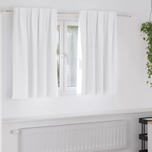  Fekete Függöny Gyűrűkkel 2 pcs Fényes fehér 140 x 140 cm