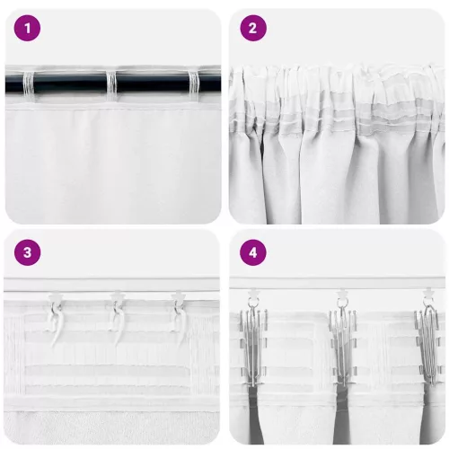  Fekete Függöny Gyűrűkkel 2 pcs Fényes fehér 140 x 140 cm